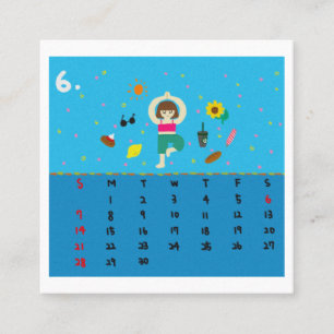 2026 Cute Cartoon Yoga Poses Calendar, Health  Square Business Card