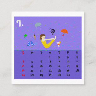 2026 Cute Cartoon Yoga Poses Calendar, Health  Square Business Card
