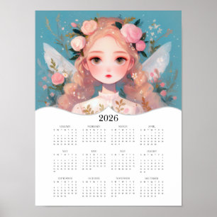 2026 Cute Fairy Fantasy Art Full Year Calendar Poster