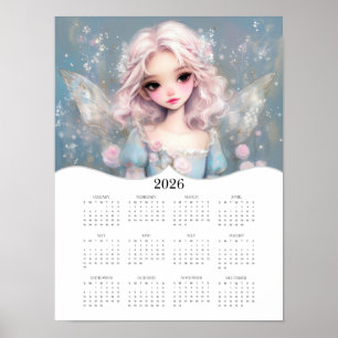 2026 Cute Fairy Fantasy Art Full Year Calendar Poster