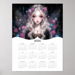 2026 Cute Fairy Fantasy Art Full Year Calendar Poster