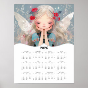 2026 Cute Fairy Fantasy Art Full Year Calendar Poster