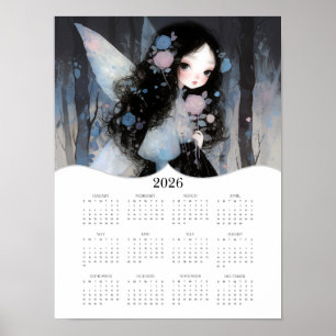 2026 Cute Fairy Fantasy Art Full Year Calendar Poster