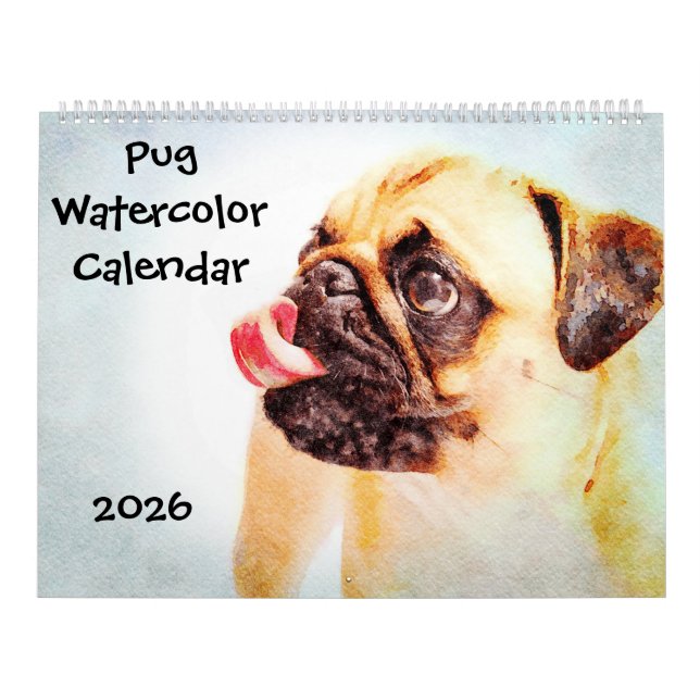2026 Cute Pug Dog Mama Mom Owner Pug Lovers Gift Calendar (Cover)