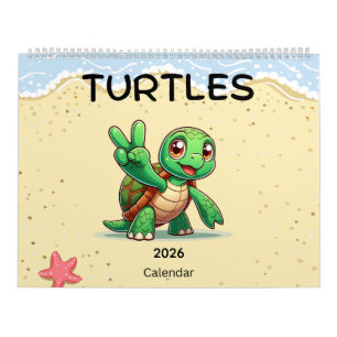 2026 Cute Turtles Celebrating Holidays Calendar