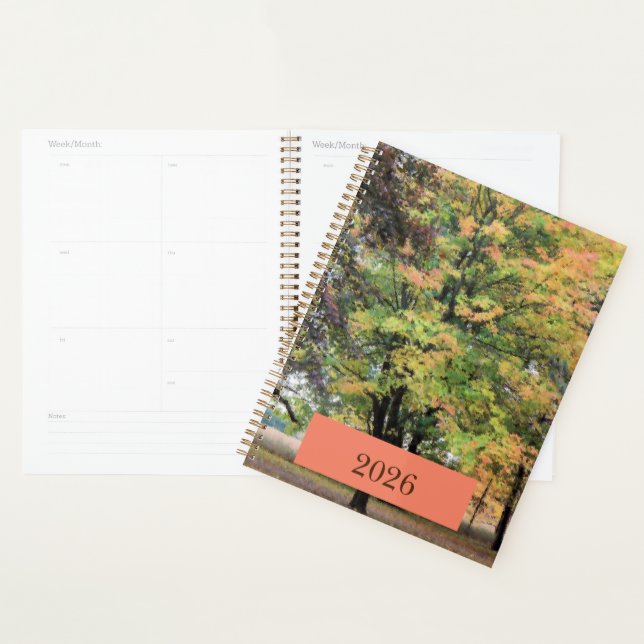 "2026" Date Autumn Maple Tree Painting  Planner (Display)