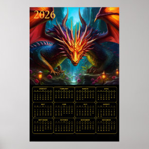 2026 Dragon Calendar Poster