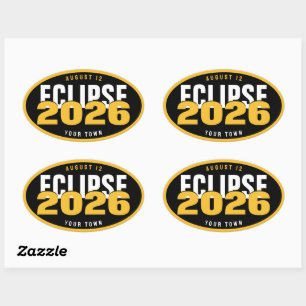 2026 Eclipse Watch Location Custom In Your Town Oval Sticker