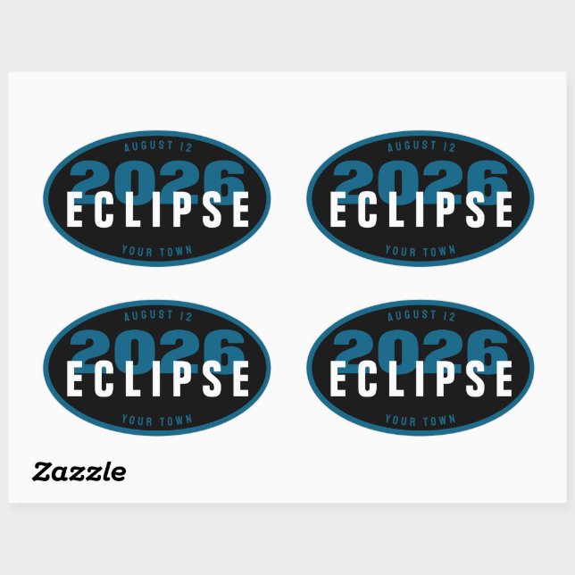 2026 Eclipse Watch Location Custom In Your Town Oval Sticker (Sheet)