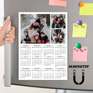 2026 Editable Colour Calendar Photo Collage Magnet