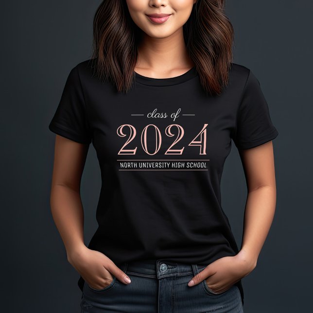2026 Elegant Rose Gold Black Custom Graduation T-Shirt (Creator Uploaded)