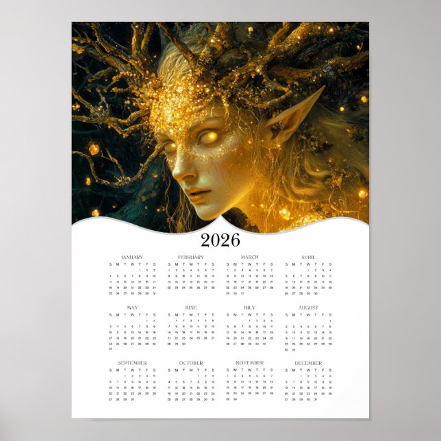 2026 Elf Full Year Yearly Wall Calendar Poster (Front)