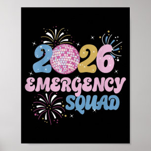 2026 Emergency Squad Er Nurse Happy New Year Disco Poster