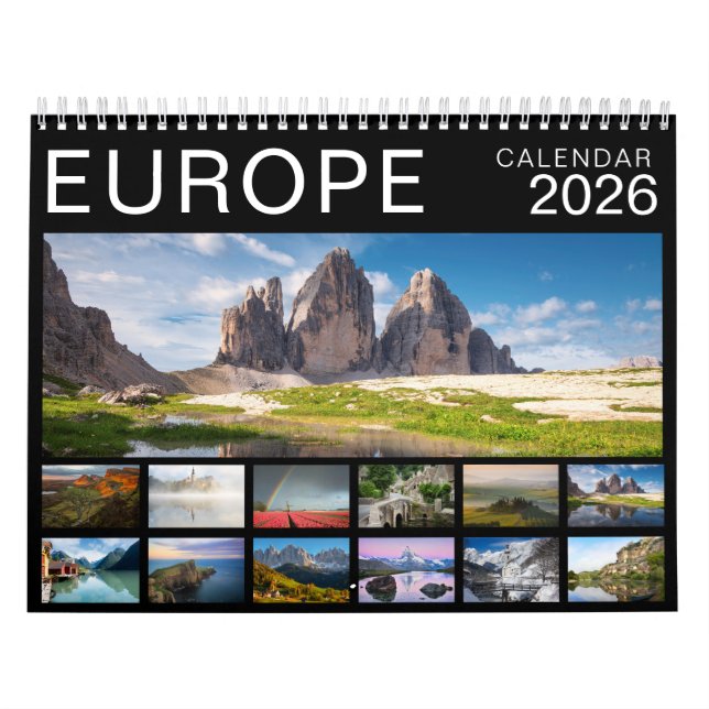 2026 Europe landscape photography black Calendar (Cover)