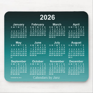 2026 Faded Cyan Neon Calendar by Janz Mouse Pad