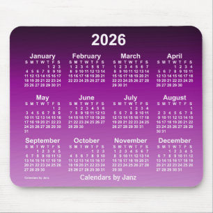 2026 Faded Purple Neon Calendar by Janz Mouse Pad