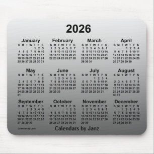 2026 Faded White Calendar by Janz Mouse Pad