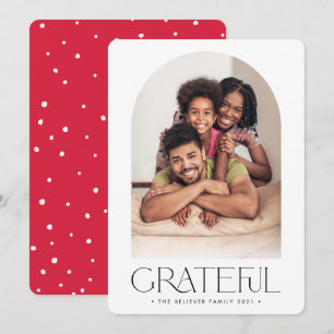2026 FAMILY PHOTO minimalist arch GRATEFUL red Announcement