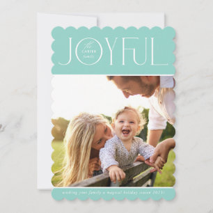 2026 FAMILY PHOTO modern elegant JOYFUL soft mint Holiday Card