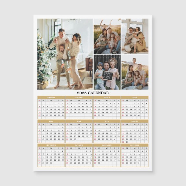 2026 Family Photos Calendar Magnetic Card (Front)