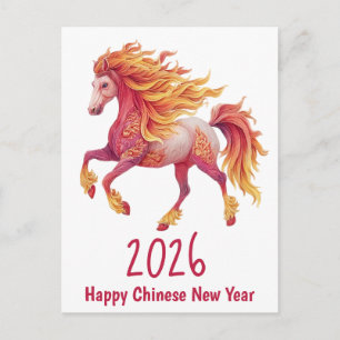 2026 Fiery Horse – Happy Chinese New Year Postcard