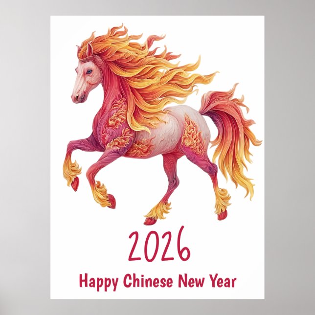 2026 Fiery Horse – Happy Chinese New Year Poster (Front)