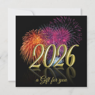 2026 Fireworks Gold Happy New Year   Gift Card