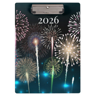 2026 Fireworks, Happy New Year Clipboard