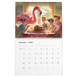 2026 Flamingo Flair Wall Calendar