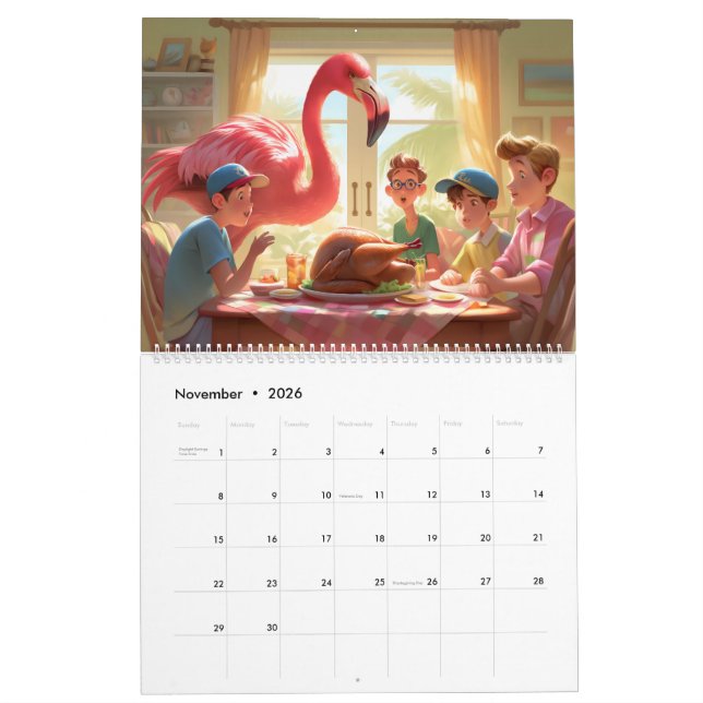 2026 Flamingo Flair Wall Calendar (Nov 2026)