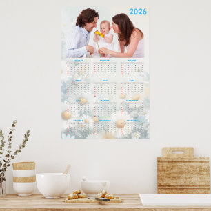 2026 Floral Calendar with Family Photo Poster