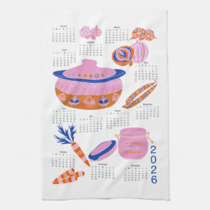 2026 Folk Art Cottagecore Casserole Calendar Tea Towel