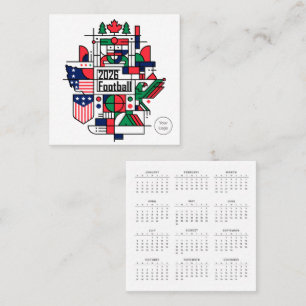 2026 Football Calendar USA, Canada, Mexico Square Business Card