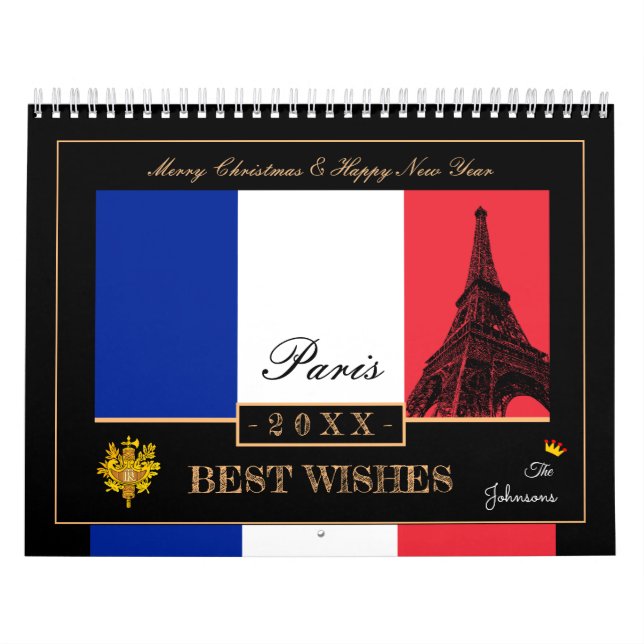 2026 French Flag & Eiffel Happy New Year, France Calendar (Cover)