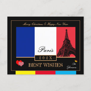 2026 French Flag & Eiffel Happy New Year, France Postcard