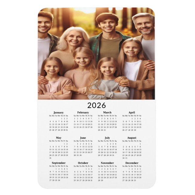 2026 Full Bleed Photo Calendar Magnet (Vertical)