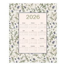 2026 Full Year Calendar Thistle