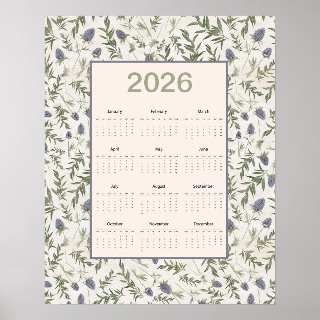 2026 Full Year Calendar Thistle Poster (Front)