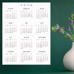 2026 Full Year Home Office Yearly Wall Calendar Poster<br><div class="desc">Custom,  beautiful elegant script typography,  simple plain black and white,  2026 full year,  home room office decor,  vertical yearly wall calendar poster. Makes a great custom gift for friends,  family,  peers,  co-workers,  for holidays,  christmas,  new years.</div>