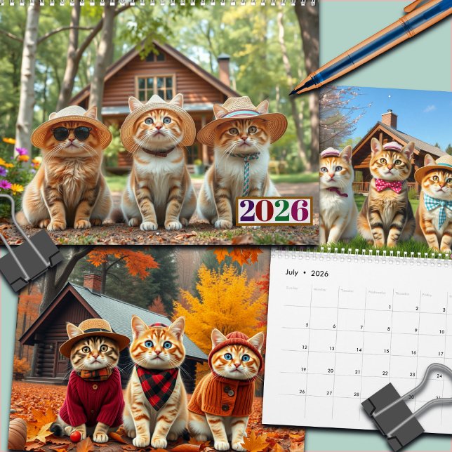 2026 Funny Cats in Preppy Attire and Hats Calendar (Creator Uploaded)