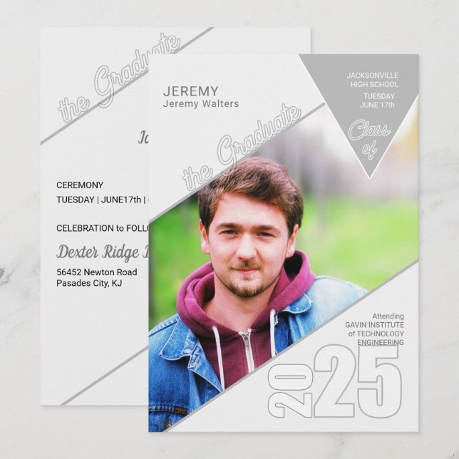 2026 Geometric Shapes Photo Graduation Invitation (Front/Back)