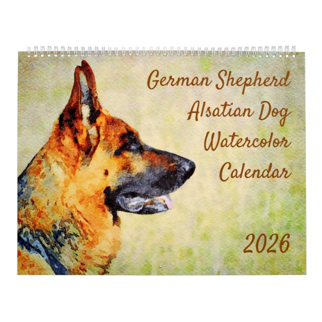 2026 German Shepherd Alsatian Dog Lover GSD Gift Calendar (Cover)
