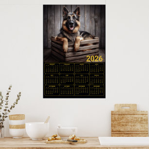 2026 German Shepherd Calendar Poster