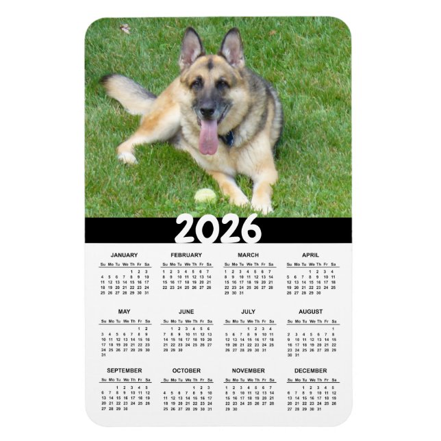2026 German Shepherd Dog Calendar Magnet (Vertical)