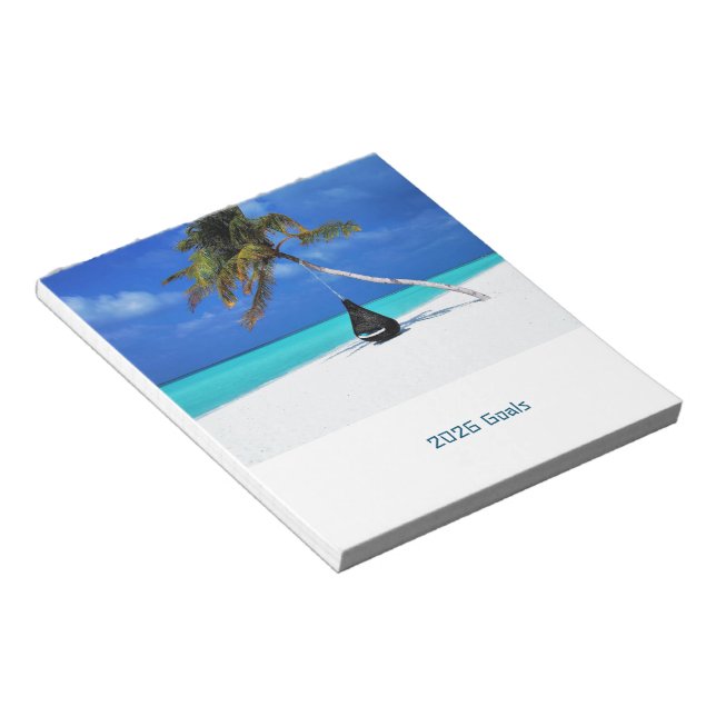 2026 Goals Beach and Palm Tree Magnetic Dry Erase  Notepad (Angled)