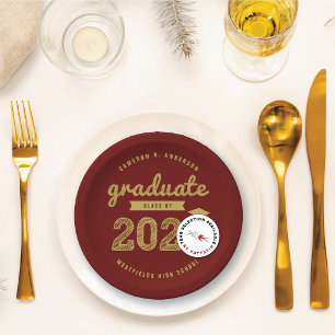 2026 Gold Bold Sketch Typography Graduation Party Paper Plate