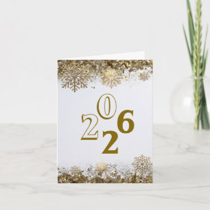 2026 Gold Glitter Snowflake New Year logo company  Card