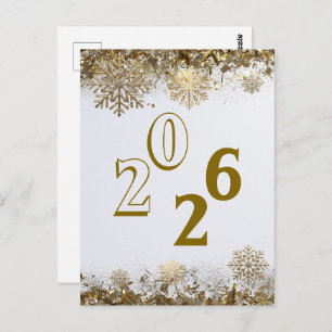 2026 Gold Glitter Snowflake New Year logo company  Postcard