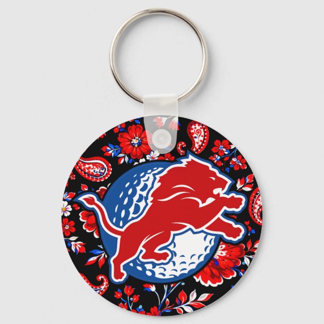 2026 GOLF - DURANT LIONS RED FLORAL KEY RING (Front)