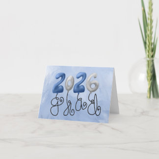 2026 Grad Card in Blue and white